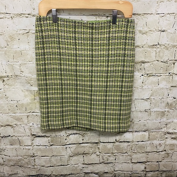 Theory Green Gray Tweed Wool Angora Pencil Skirt - Picture 1 of 6